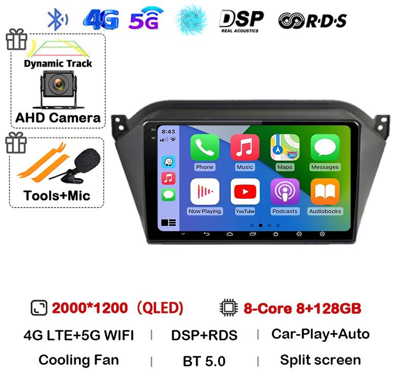 Android 14 Wireless Carplay Auto WIFI+4G For JAC S2 t40 2015 2016 2017 2018 Car Radio Video Player GPS Multimedia Stereo Audio