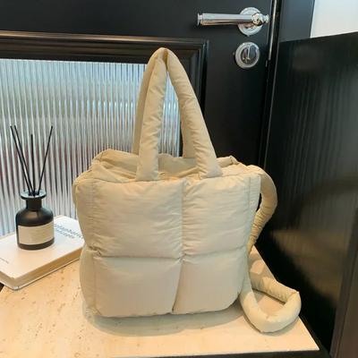 Solid Casual Top Handle Interior Compartment Sewing Line Bags  High Quality Nylon Zipper Bags for Women  High Quality Nylon Bags for Women
