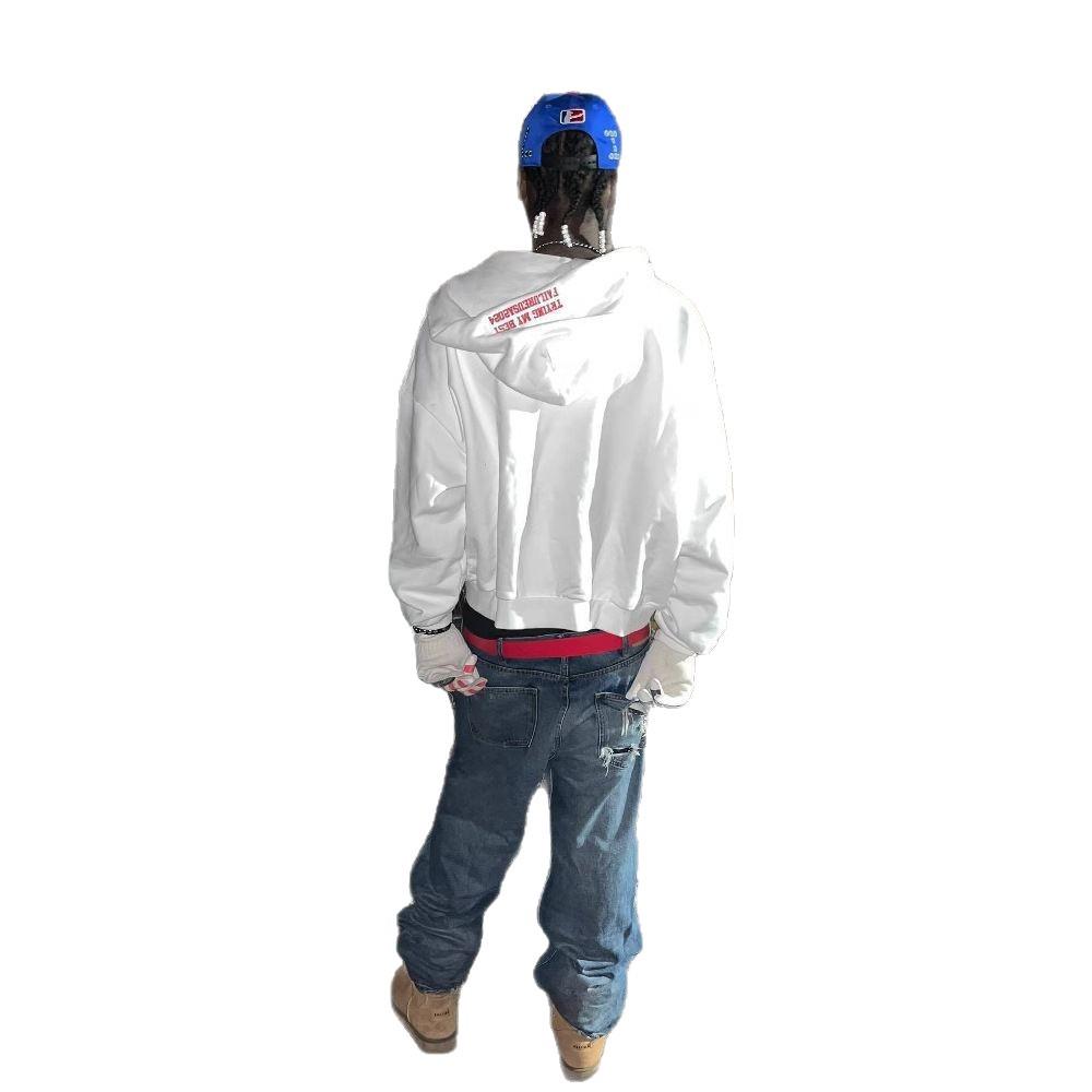 Retro Y2K Street Style Men's Embroidered Zip-Up Hoodie Jacket
