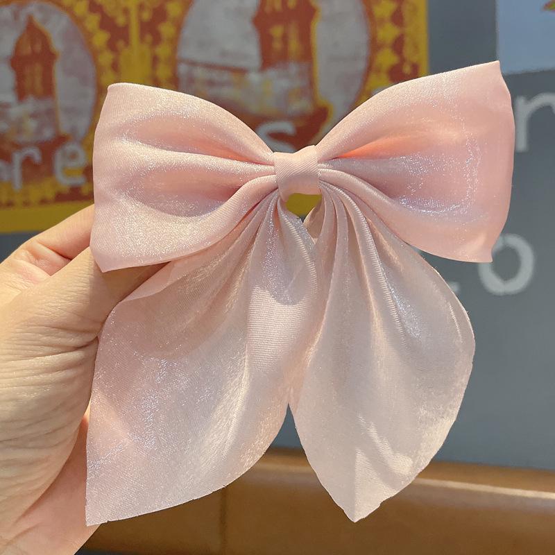 Celebrity Pearl Satin Bow Hair Clip - Black/Red Duckbill Headwear