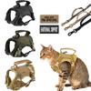 Tactical Cat Harness and Leash Set for Walking Escape Proof Adjustable Cat Vest Harness with Soft Mesh Padding Rubber Handle