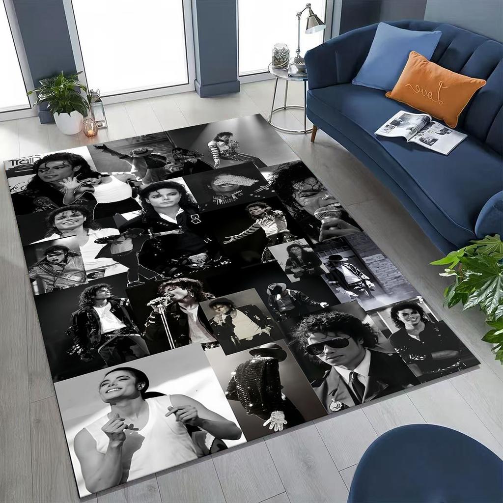 Fashion MJ Michael Jackson King of Pop Art Rug for Bedroom Living Room Sofa Home Doormat Decor, Large Kids Non-slip Floor Mat