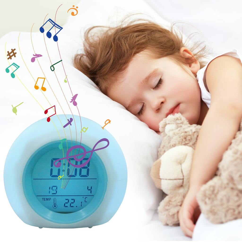 LED digital spherical alarm clock 7 color changing night light ringtone design battery powered multifunctional digital clock