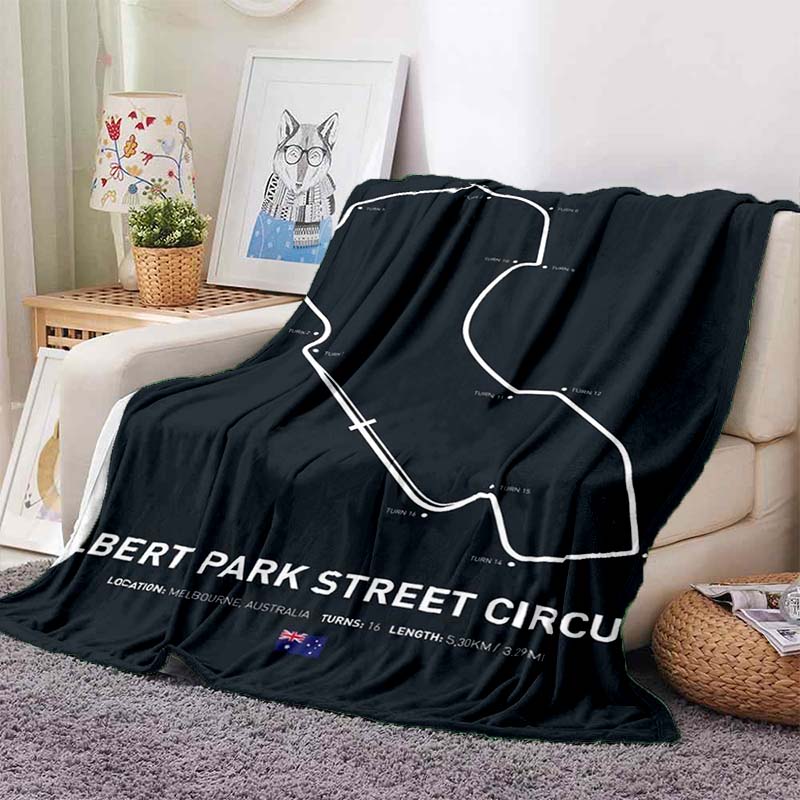 Racing Circuit Track Map Flannel Throw Blanket Cozy Soft Lightweight All Season Sofa Couch Bed Decor Gift for Motorsport Lovers