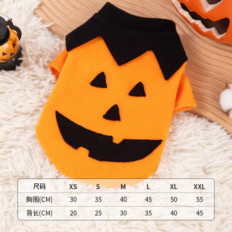 Halloween Dog Hoodie Pumpkin Desin, Warm Sweatshirt for Small/Medium Dogs, Orange Winter Pet Outfit, XS-XXL