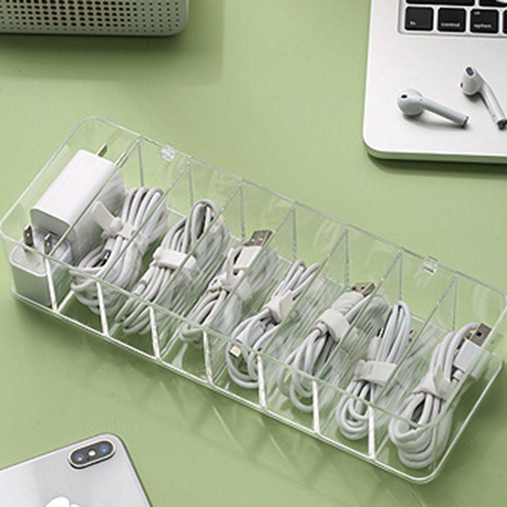 Portable Compartment Storage Box Plastic Sticky Note Sorting Box  Charging Line