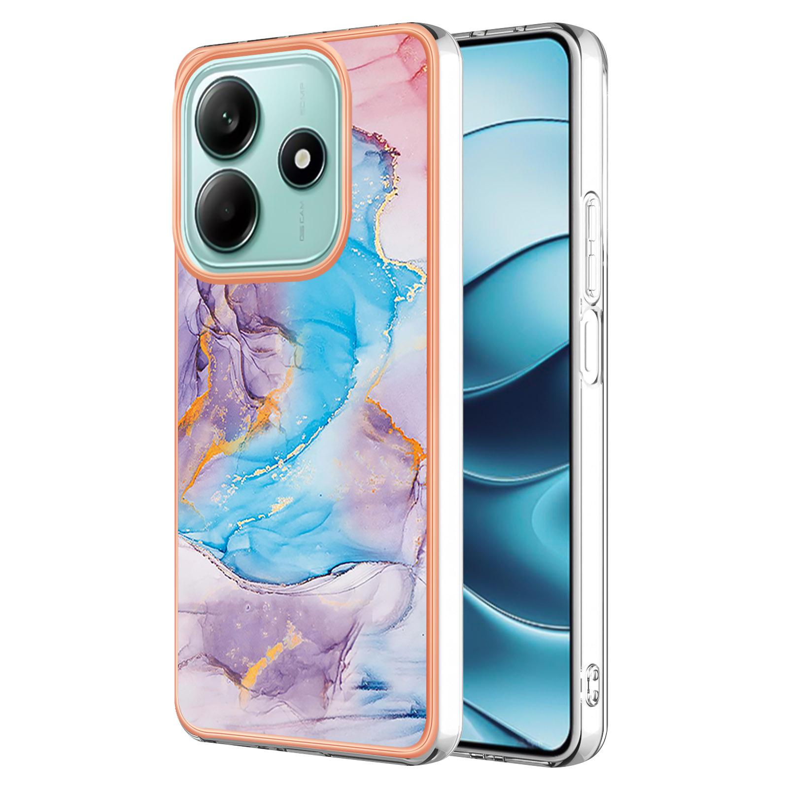 

For Xiaomi Redmi Note 14 5G Case with IMD Marble Flower Pattern TPU Mobile Back Cover Type D