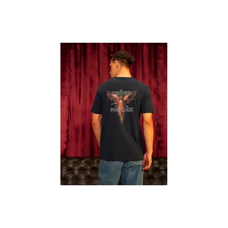 Bewakoof X Official Harry Potter Merchandise Men' Order Of The Phoenix Graphic Printed % Cotton TShirt Regular Fi