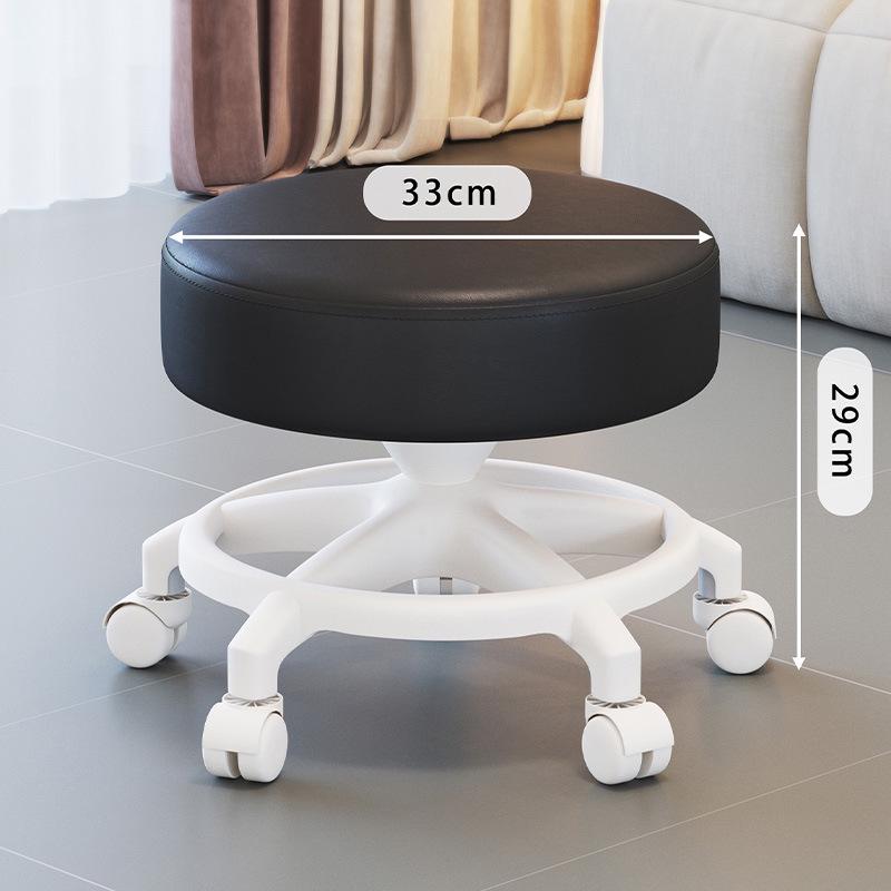 Thickened Round Stool with Universal Casters: Low, Movable, Perfect for Living Room or Coffee Table