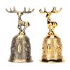 Deer Shape Hand Bell Vintage Plating Process Rustproof Polished Finish Metal Hand Bell for Dining Ta