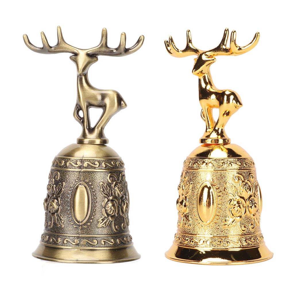 Deer Shape Hand Bell Vintage Plating Process Rustproof Polished Finish Metal Hand Bell for Dining Ta