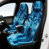 2pcs Fierce Wolf Car Seat Covers - Lightweight & Durable, Stylish Wolf Design With Eyes, Fit For All Vehicles, Machine Washable,
