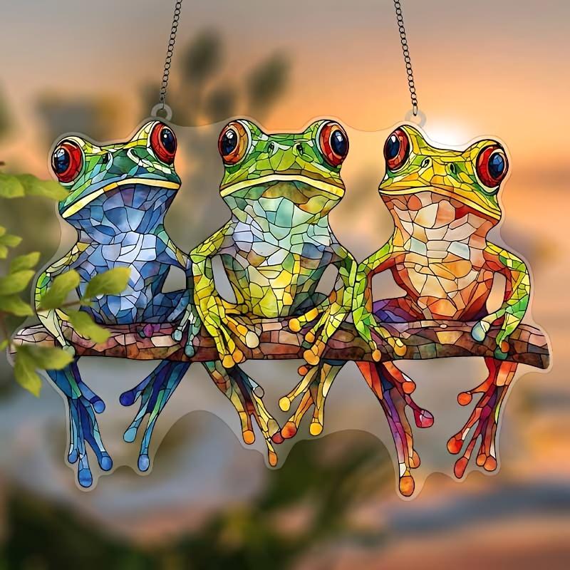 2D Three Frogs Light Catcher, Holiday Decoration, Country Room Decoration, Four Seasons Window Wall Room Bedroom Home Garden Indoor Decoration