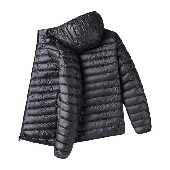 Men Winter Cotton Coat Hooded Long Sleeve Solid Color Lightweight Cotton Jacket with Pockets Cold Weather Outerwear