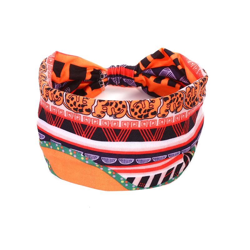 Diadema de Algodón Elástico de Moda Estampado de Patrón Africano Estilo Twist Banda Elástica para el Cabello Diademas Anchas Bandana Turbante Nudo Headwrap