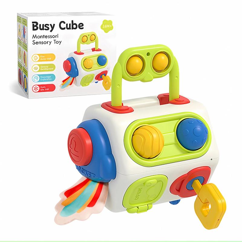 Busy Cube For Toddlers Kids Montessori Sensory Activities Busy Board 10 In 1 Fidget Cube Autism Learning Travel Toys Baby Gifts