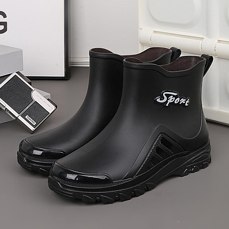 

Water shoes fashion short rain shoes men s adult new rain boots wear thick-soled wear-resistant rubber shoes non-slip low-top anti-skid 39