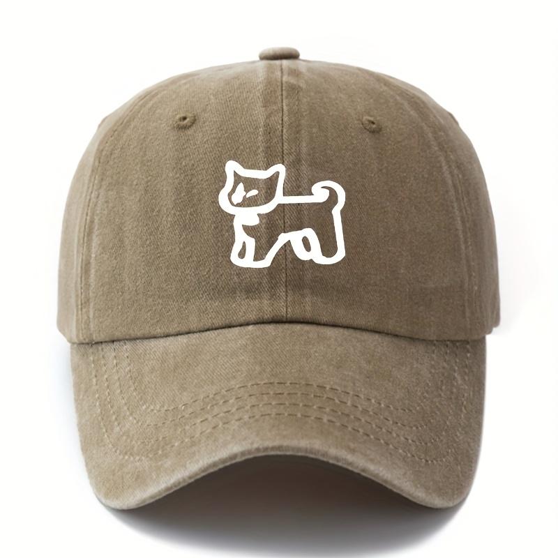 Printed Cartoon Dog Baseball Cap for Men and Women Outdoor Lightweight Sun Protection Vacation Camping Casual Duckbill Cap.