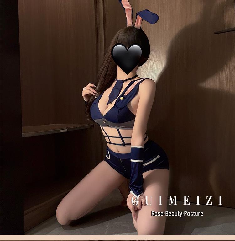 Bunny Investigator Cosplay Lingerie: Temptation Open Crotch Sleepwear Set