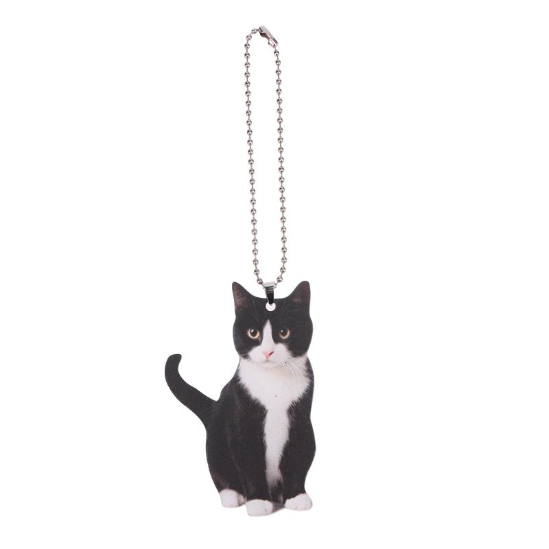 Cartoon 2D Cat Christmas Pendant Cute Animal Acrylic Auto Rearview Mirror Ornament Christmas Ornaments Pendant Decor Gift