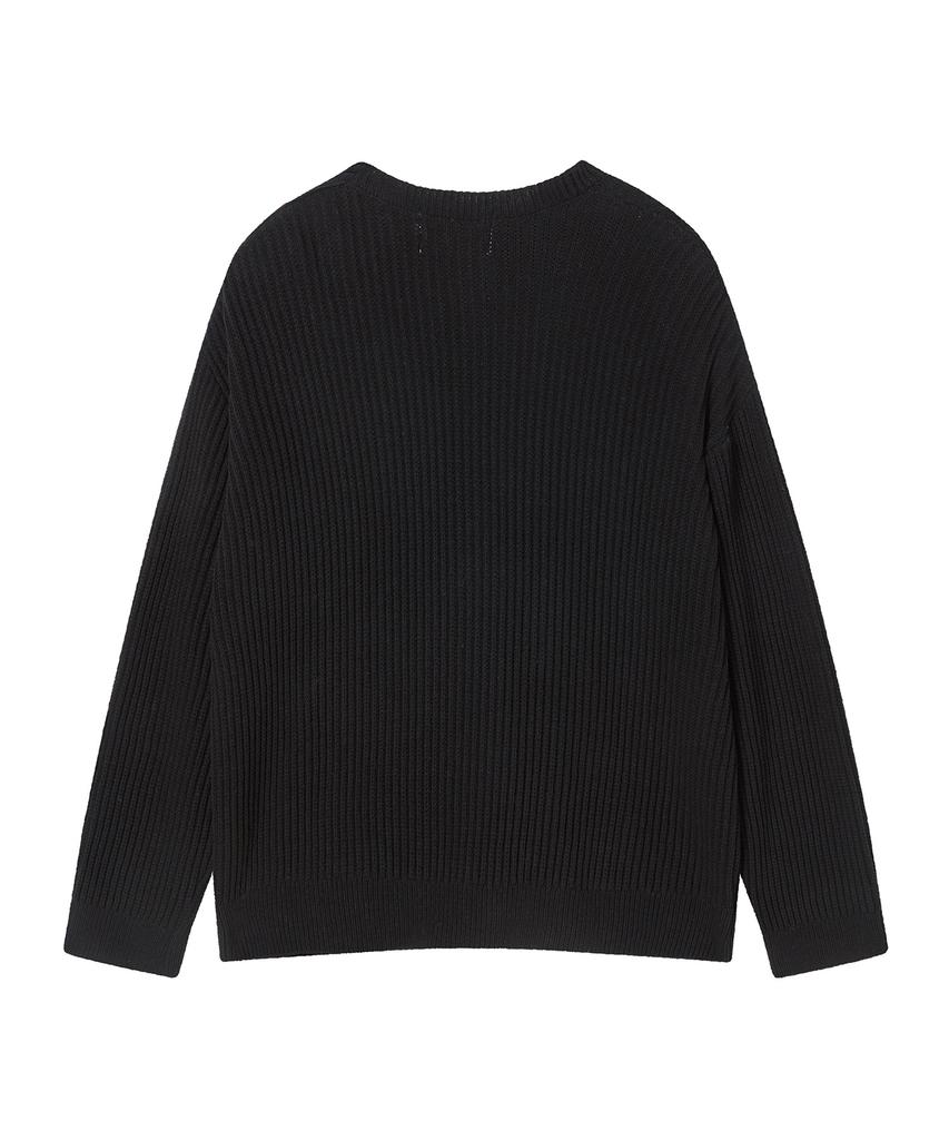 BEYOND CLOSET [Collection Line] Signature Cable Cotton Knit Black