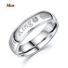 Fashion Stainless Steel Couple Rings Her King His Queen Statement Rings Zircon Crown Ring Romantic Anniversary Wedding Band Ring