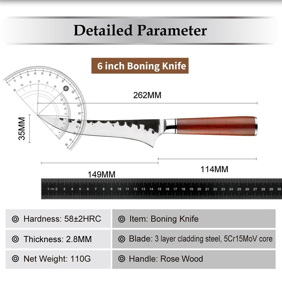 Hand Forging Boning Knife Stainless Steel Kitchen Chef Fishing Knife Sharp Meat Cleaver Hammer Pattern Of Ancient Chef Knife