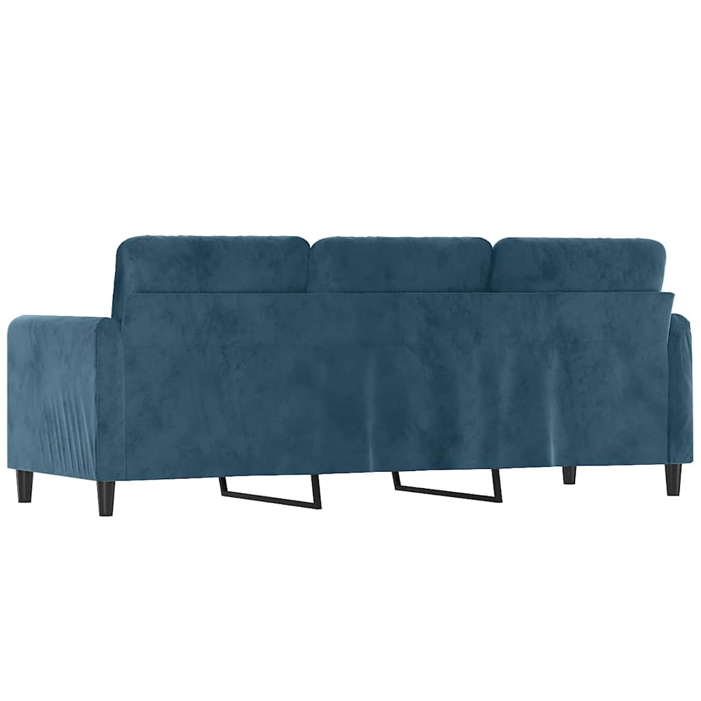 Vidaxl 3-Seater Sofa, Blue, 180 Cm, Upholstered In Velvet
