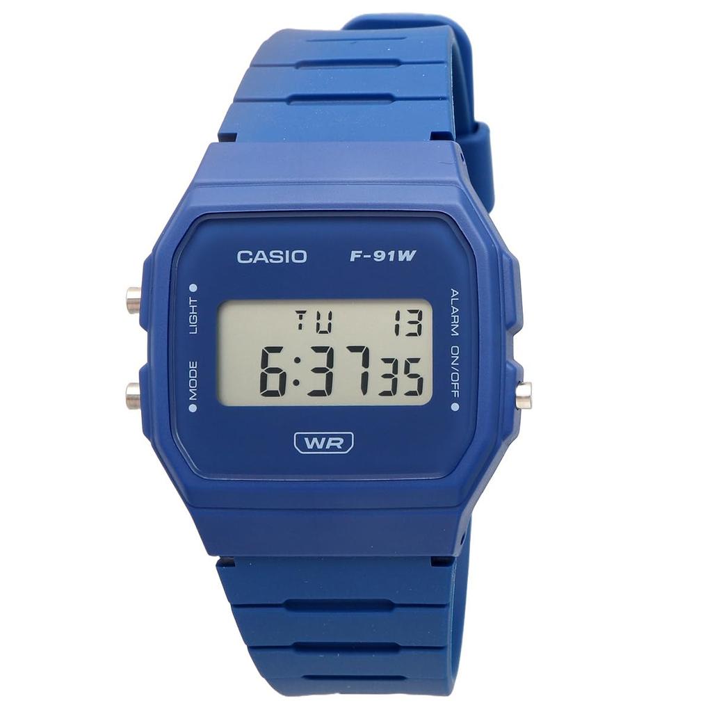 Casio Digital Unisex Watch F-91WB-2A1 (Cheap Casio) - No Presentation Box, Simple Packaging, Biomass Plastic Band, Blue [Parallel Import]