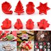 4pcs Stamp Biscuit Mold 3D Cookie Plunger Cutter Pastry Decorating DIY Food Fondant Baking Mould Tool Christmas Tree Snowman