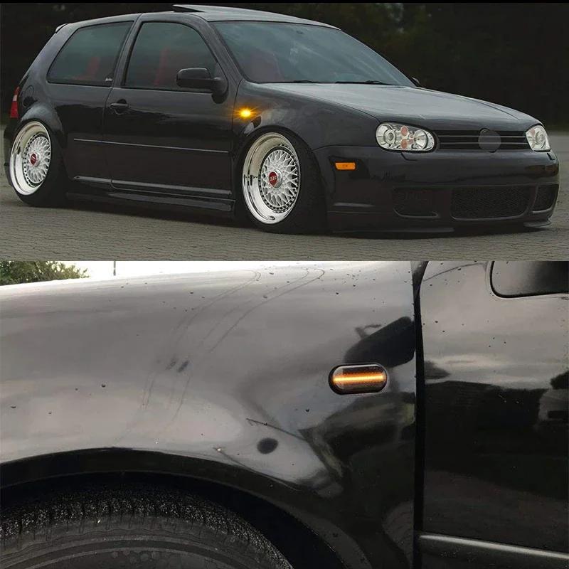 2pcs Euro Style Smoked Lens Amber LED Side Marker Lights For Volkswagen MK4 Golf Jetta Bora B5/B5.5 Passat or Beetle and GTI R32