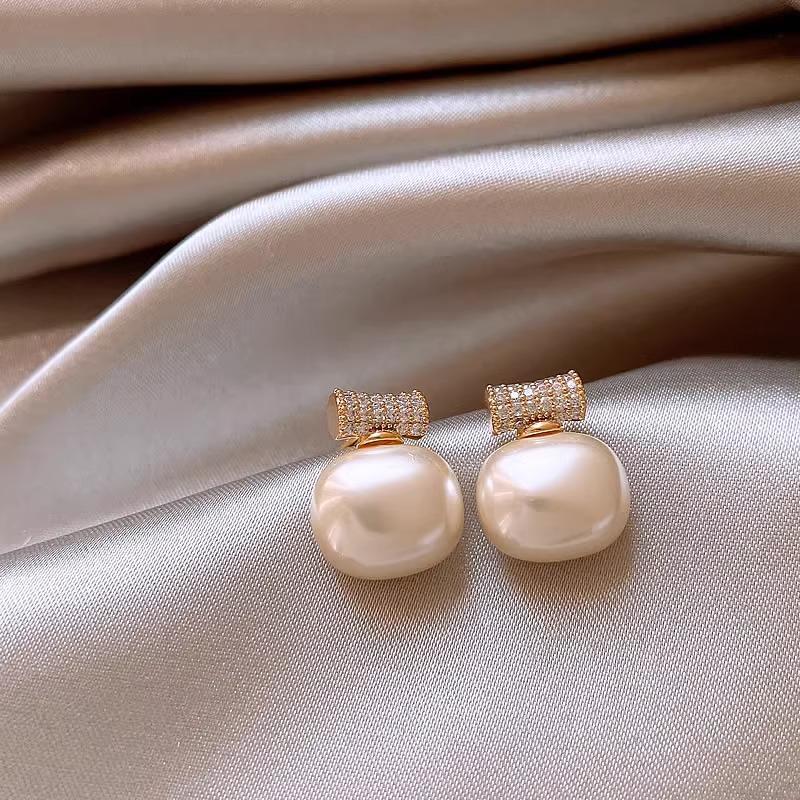 

Квадратные жемчужные серьги модные персонализированные серьги-гвоздики простые высококлассные серьги женские