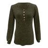 Women's Casual Solid Button Round Neck Sanding Sweatshirt Long Sleeve Top