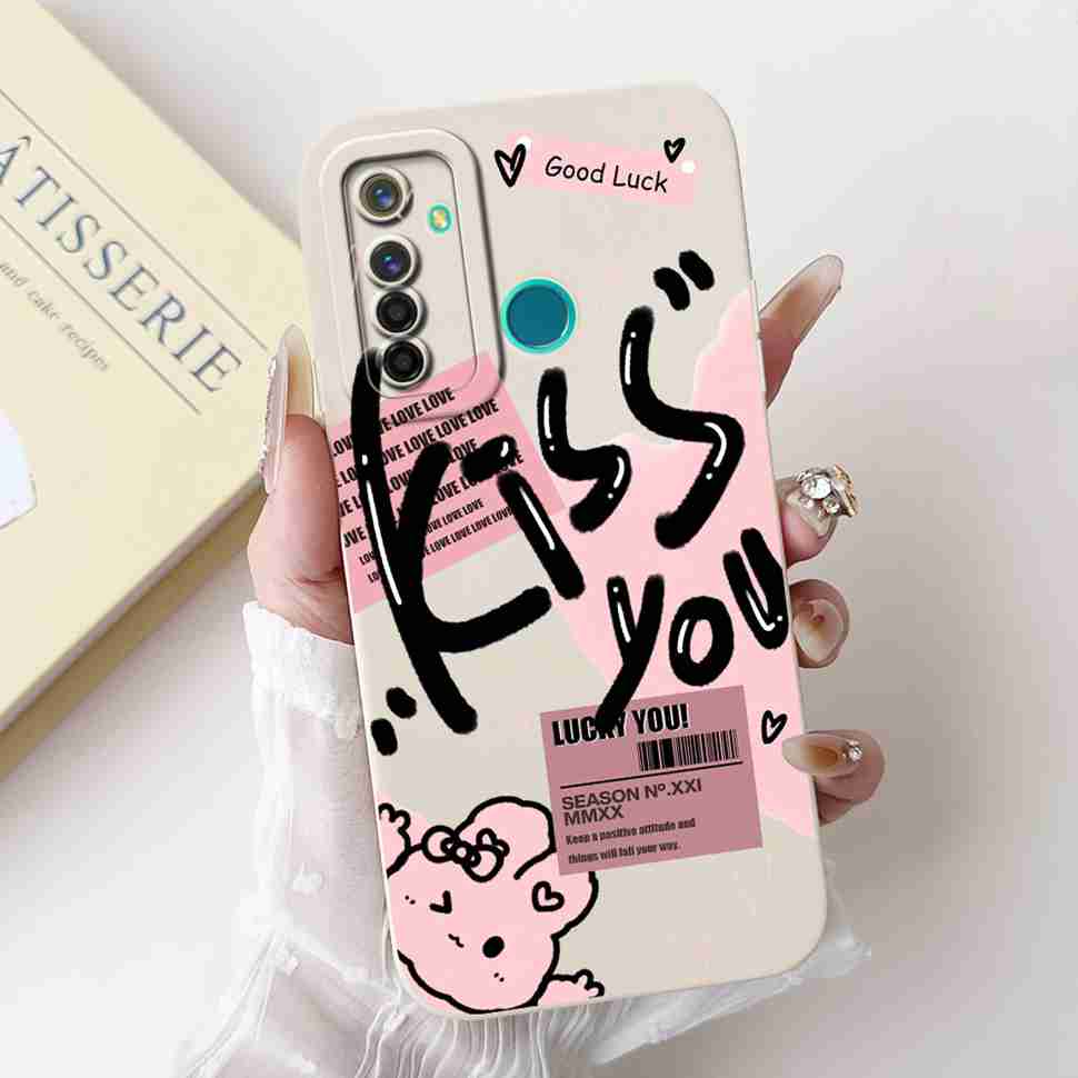 Für Realme 5 Pro Hülle Niedliche Panda-Blumen-Abdeckungen Weiche Silikonhüllen Für Realme 5 Realme5 Pro Stoßfeste Rückseite Fundas
