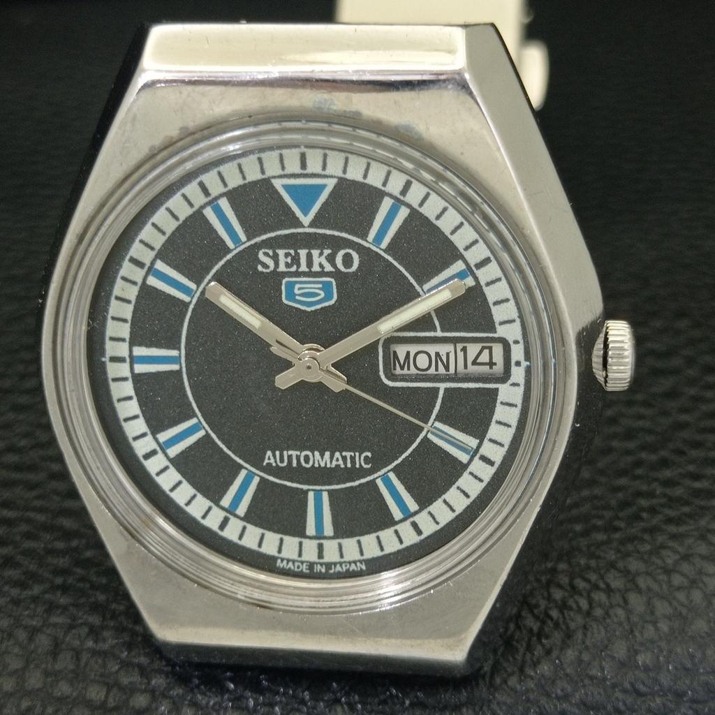 GENUINE VINTAGE SEIKO 5 AUTOMATIC JAPAN 6309A MENS BLACK DIAL WATCH A702703-1