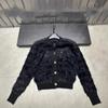 Xiangjia Mink Fur Color Block Striped Cardigan Sweater - Autumn/Winter, Round Neck, Long Sleeve, Loose Fit.