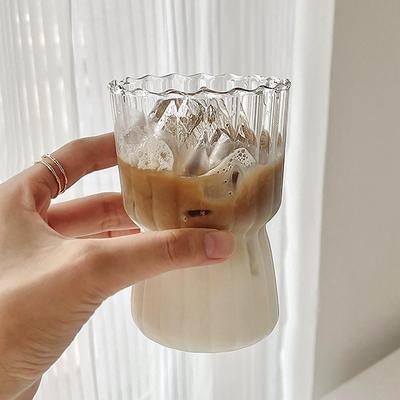 Ins Ripple Glass Cup Heat-resistant Tumbler Drinkware Iced Milk Coffee Cups Mug Home Glassware For Cocktail Beer Soda Juice