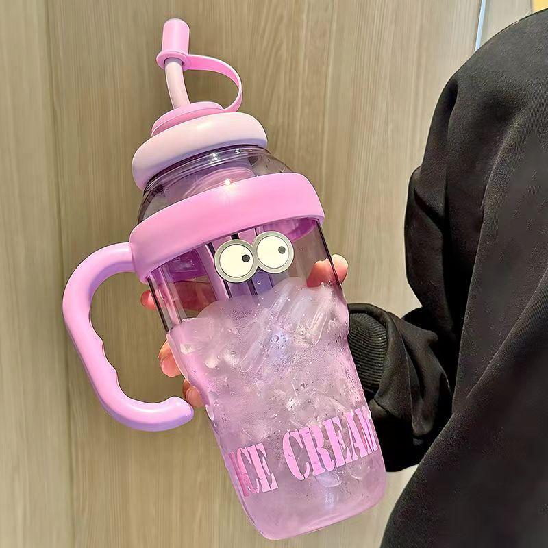 Lucky Belly Jumbo Water Bottle with Tea Infuser, Straw, High-Value Handle, and Convenient Ice Holder