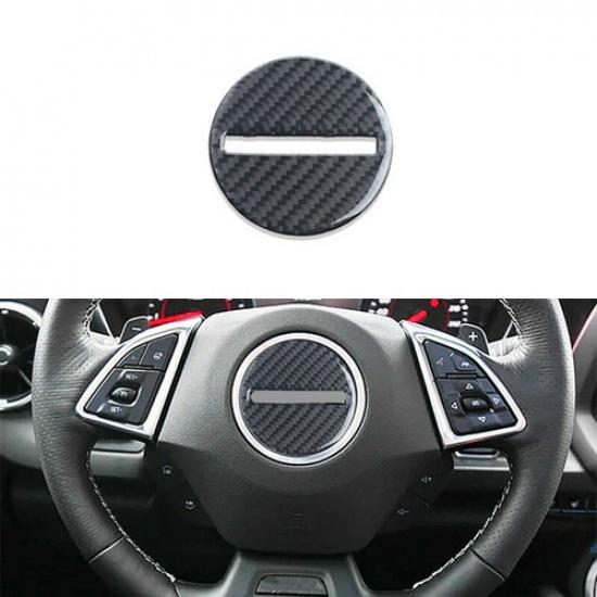 Luxury Car Carbon Fiber Center Steering Wheel Cover Decal For Camaro 2016-