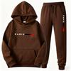 European Size Men's Casual Letter Print Hoodie Set: Unisex Autumn/Winter Hooded Sweatshirt & Long Pants