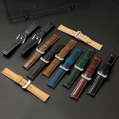 Vintage Minimalist Saat Kayışı - Buzlu Üst Katman Crazy Horse Derisi, 20mm, 22mm, 24mm ve 26mm olarak mevcuttur.