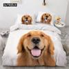 Lovely Animal 3D Bedding Sets White Duvet Quilt Cover Set Comforter Bed Linen Pillowcase King Queen 200*220cm Size Dogs Pets Dog