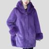 High-end Women's Mink Cashmere Coat Autumn Winter Thick Mid-length Loose Fit Hooded Mink Cashmere Fur Coat