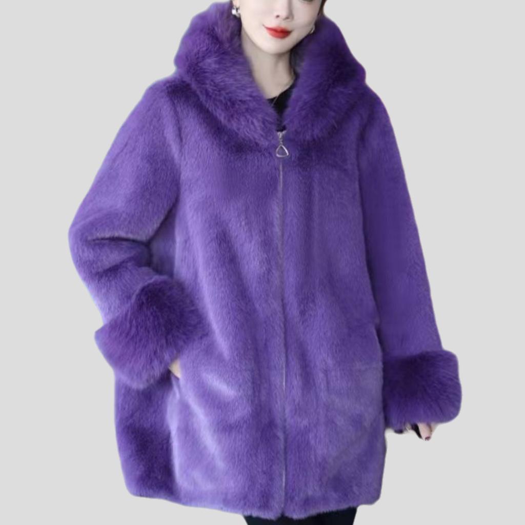 High-end Women's Mink Cashmere Coat Autumn Winter Thick Mid-length Loose Fit Hooded Mink Cashmere Fur Coat