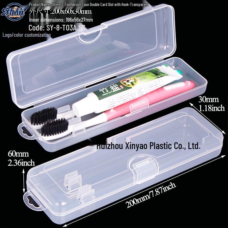 Transparent Travel Toothbrush Case with Drainage and Card Slot