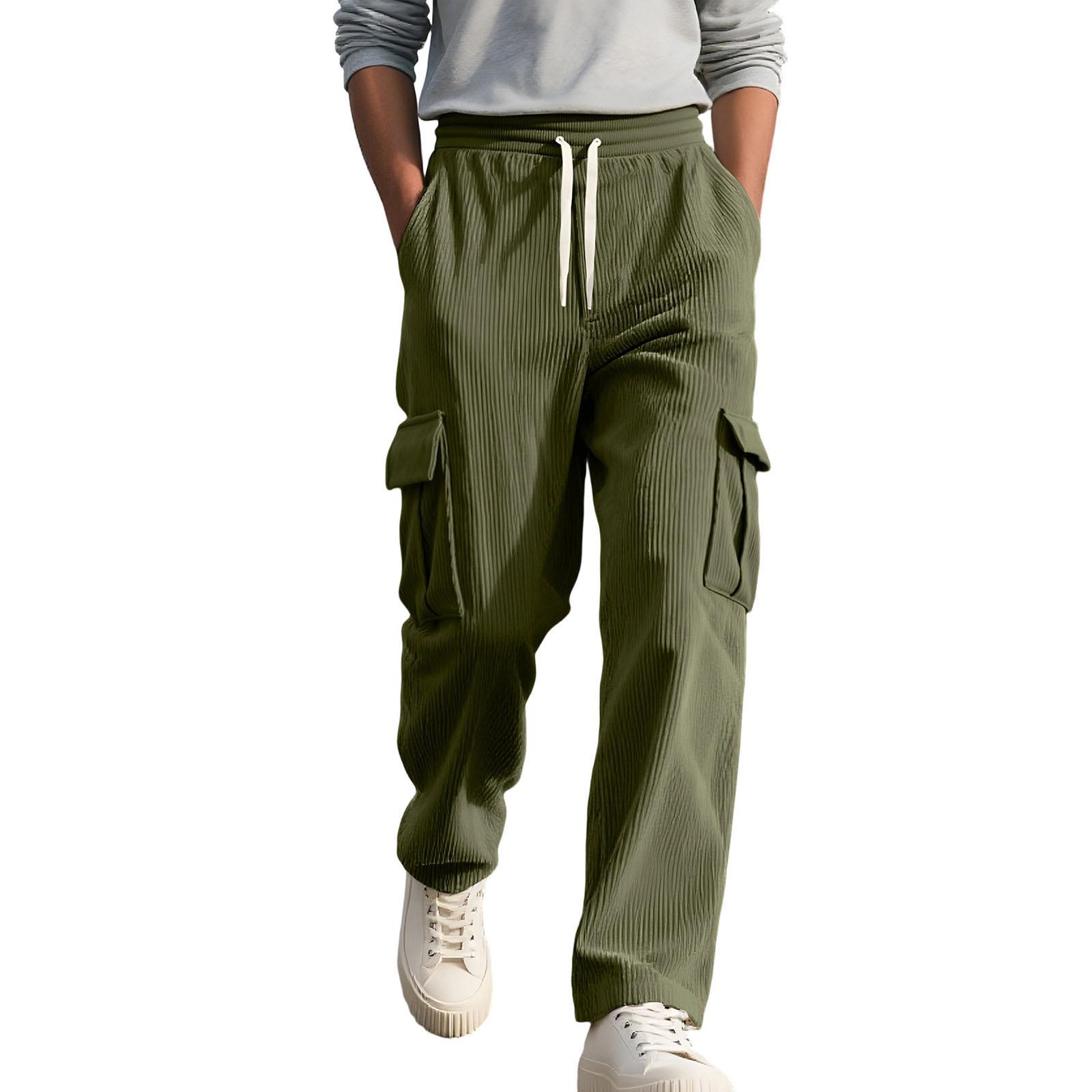 

Мужские Уличные Повседневные Свободные Многокарманные Рабочая одежда Спортивные Брюки L армия зеленый