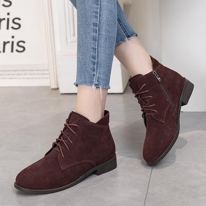 Fashion GKTINOO Women Chelsea Boots 2025 Autumn Winter New Genuine Leather Fashion Casual Shoes Women Cow Suede Lace-up Ankle Boots