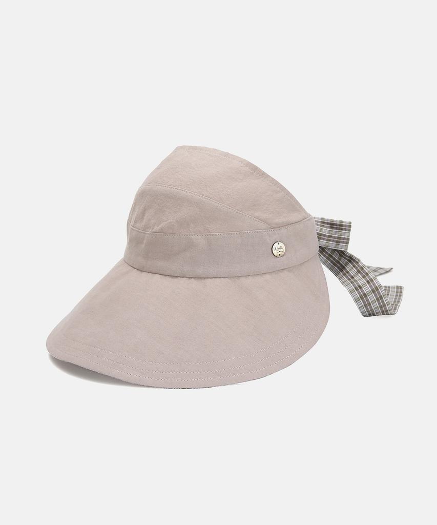 Hwaiteusaenjeu Check Detachable Ribbon Wide-Bridle Sun Cap Rothdon (4 Colors)