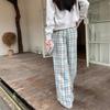 Dopamine wears doll plaid pants for women's summer new high-waisted loose straight casual Yamamoto wide-leg pants