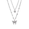 Korean New Sweet Double Chain Pendant Necklace For Women Girls Trendy Female Jewelry For Party Fashion Women Butterfly Necklace